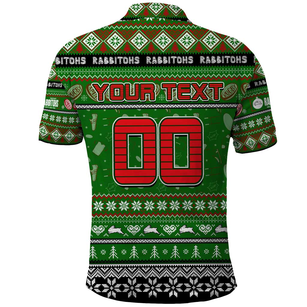 Personalized Rabbitohs Rugby Xmas Polo Shirt Australia NRL Mascot