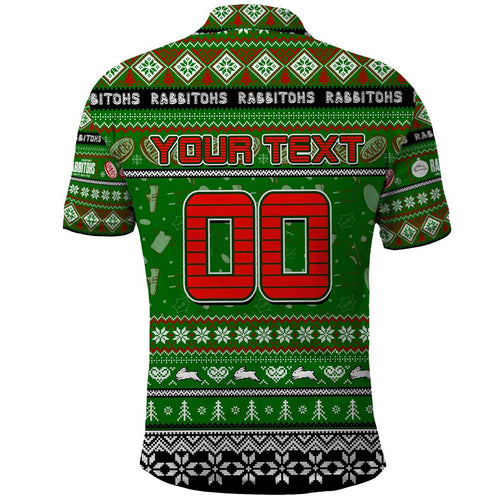 Personalized Rabbitohs Rugby Xmas Polo Shirt Australia NRL Mascot