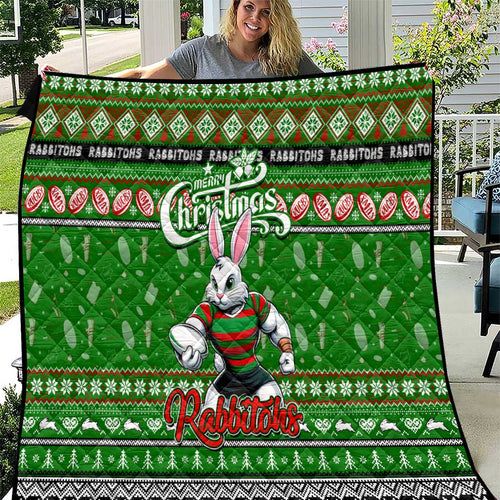Rabbitohs Rugby Xmas Quilt Australia NRL Mascot