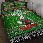 Rabbitohs Rugby Xmas Quilt Bed Set Australia NRL Mascot