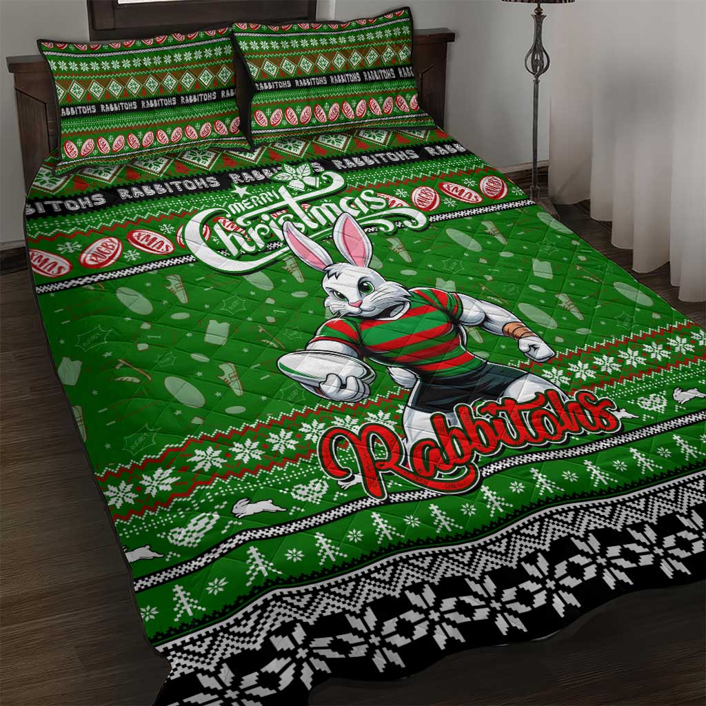 Rabbitohs Rugby Xmas Quilt Bed Set Australia NRL Mascot