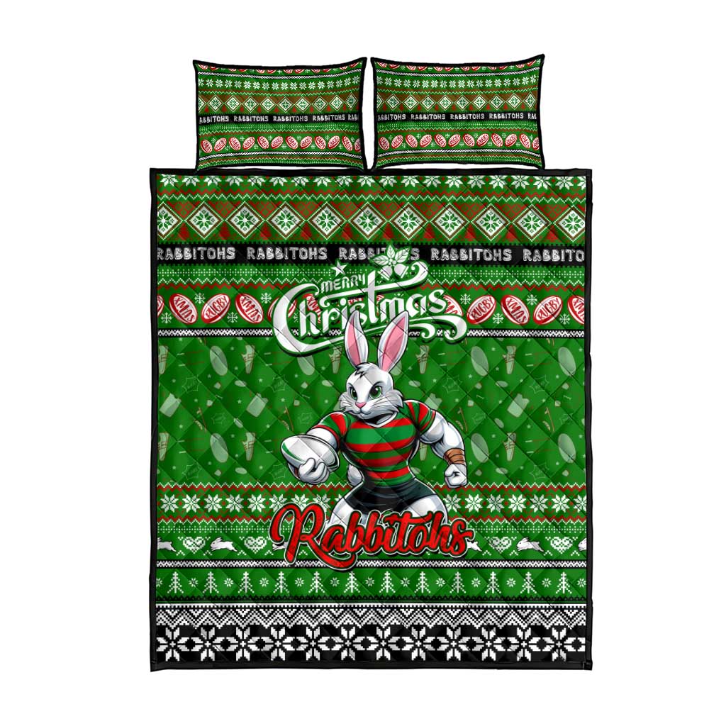 Rabbitohs Rugby Xmas Quilt Bed Set Australia NRL Mascot