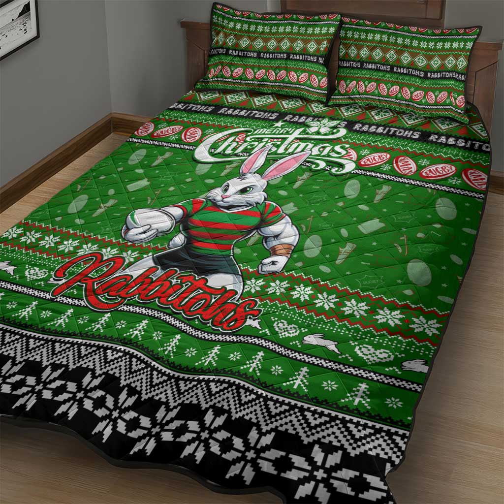 Rabbitohs Rugby Xmas Quilt Bed Set Australia NRL Mascot