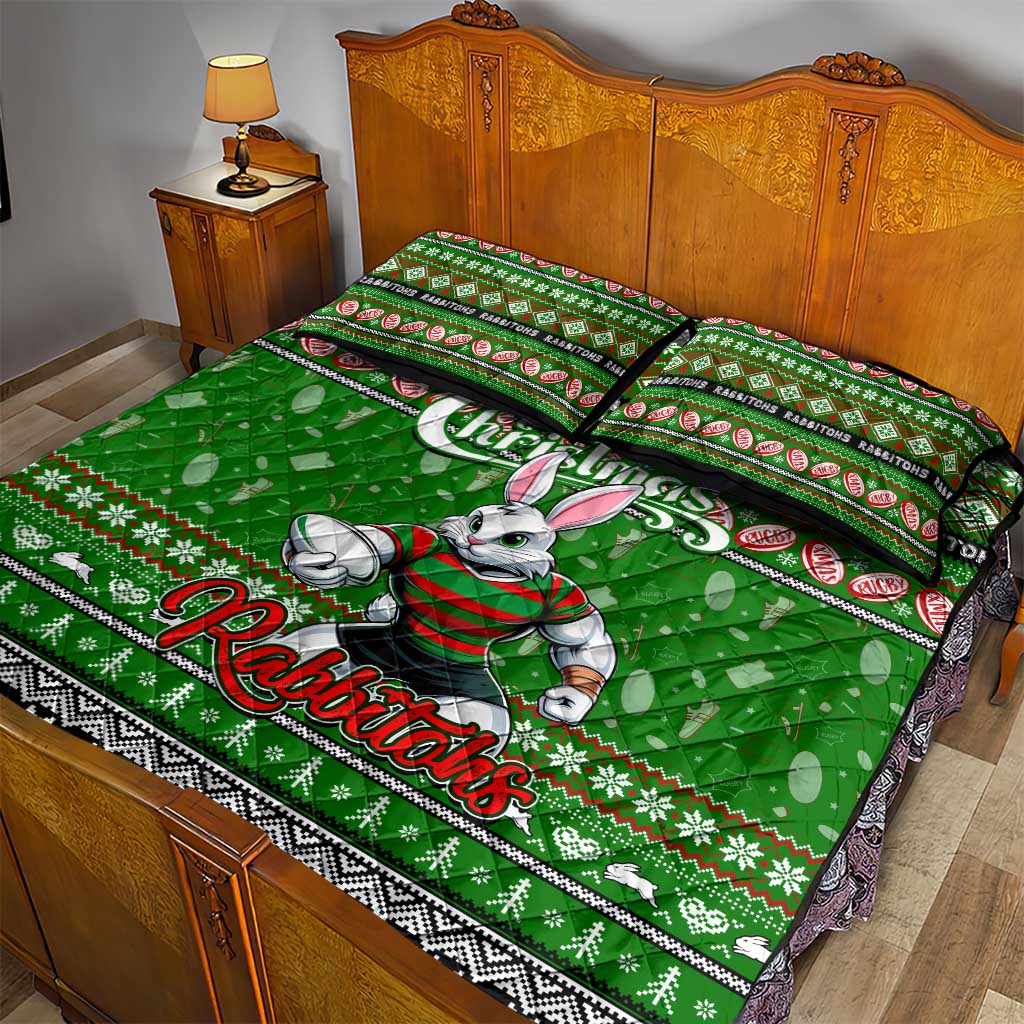 Rabbitohs Rugby Xmas Quilt Bed Set Australia NRL Mascot