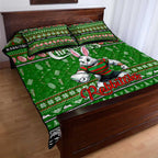 Rabbitohs Rugby Xmas Quilt Bed Set Australia NRL Mascot