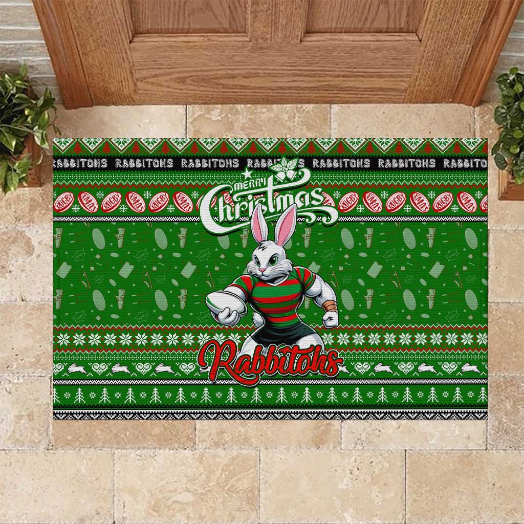 Rabbitohs Rugby Xmas Rubber Doormat Australia NRL Mascot
