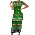 Personalized Rabbitohs Rugby Xmas Short Sleeve Bodycon Dress Australia NRL Mascot