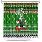 Rabbitohs Rugby Xmas Shower Curtain Australia NRL Mascot