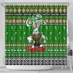 Rabbitohs Rugby Xmas Shower Curtain Australia NRL Mascot