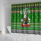 Rabbitohs Rugby Xmas Shower Curtain Australia NRL Mascot