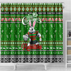 Rabbitohs Rugby Xmas Shower Curtain Australia NRL Mascot