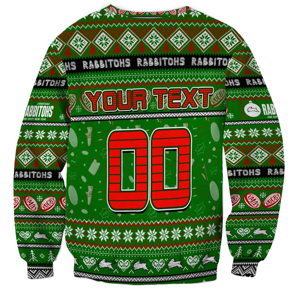 Personalized Rabbitohs Rugby Xmas Sweatshirt Australia NRL Mascot