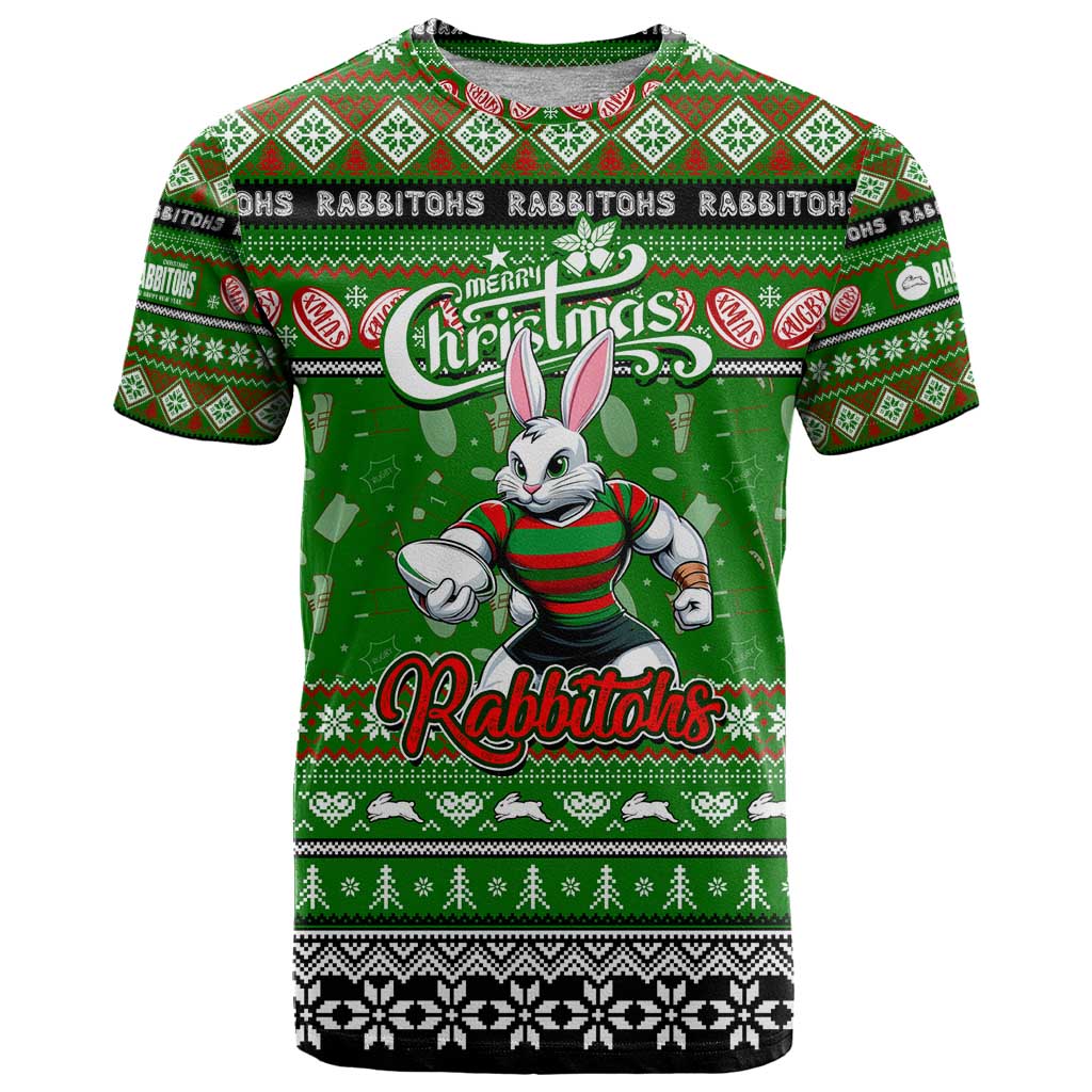 Personalized Rabbitohs Rugby Xmas T Shirt Australia NRL Mascot