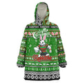 Personalized Rabbitohs Rugby Xmas Wearable Blanket Hoodie Australia NRL Mascot