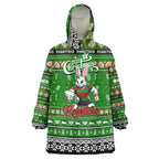 Personalized Rabbitohs Rugby Xmas Wearable Blanket Hoodie Australia NRL Mascot