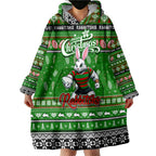 Personalized Rabbitohs Rugby Xmas Wearable Blanket Hoodie Australia NRL Mascot
