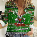 Personalized Rabbitohs Rugby Xmas Women Casual Shirt Australia NRL Mascot