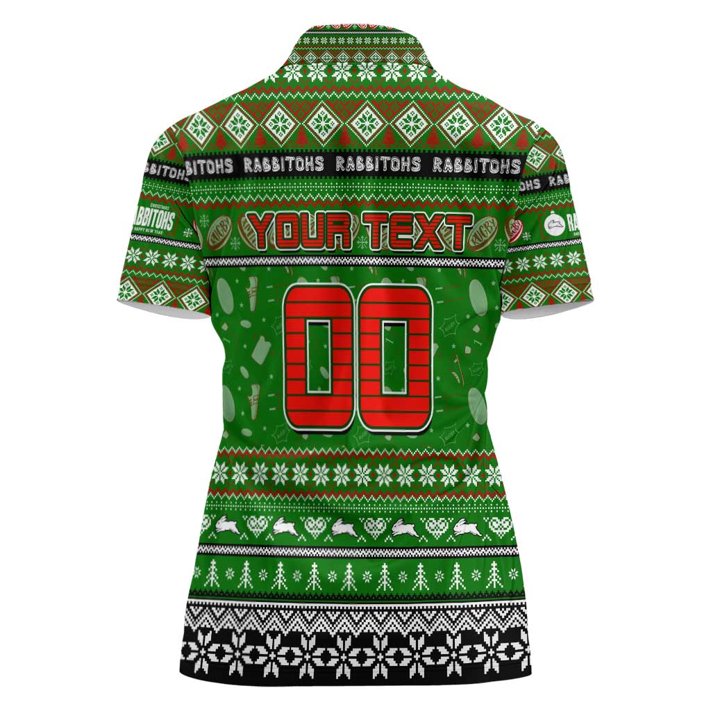Personalized Rabbitohs Rugby Xmas Women Polo Shirt Australia NRL Mascot