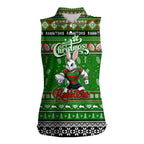 Personalized Rabbitohs Rugby Xmas Women Sleeveless Polo Shirt Australia NRL Mascot