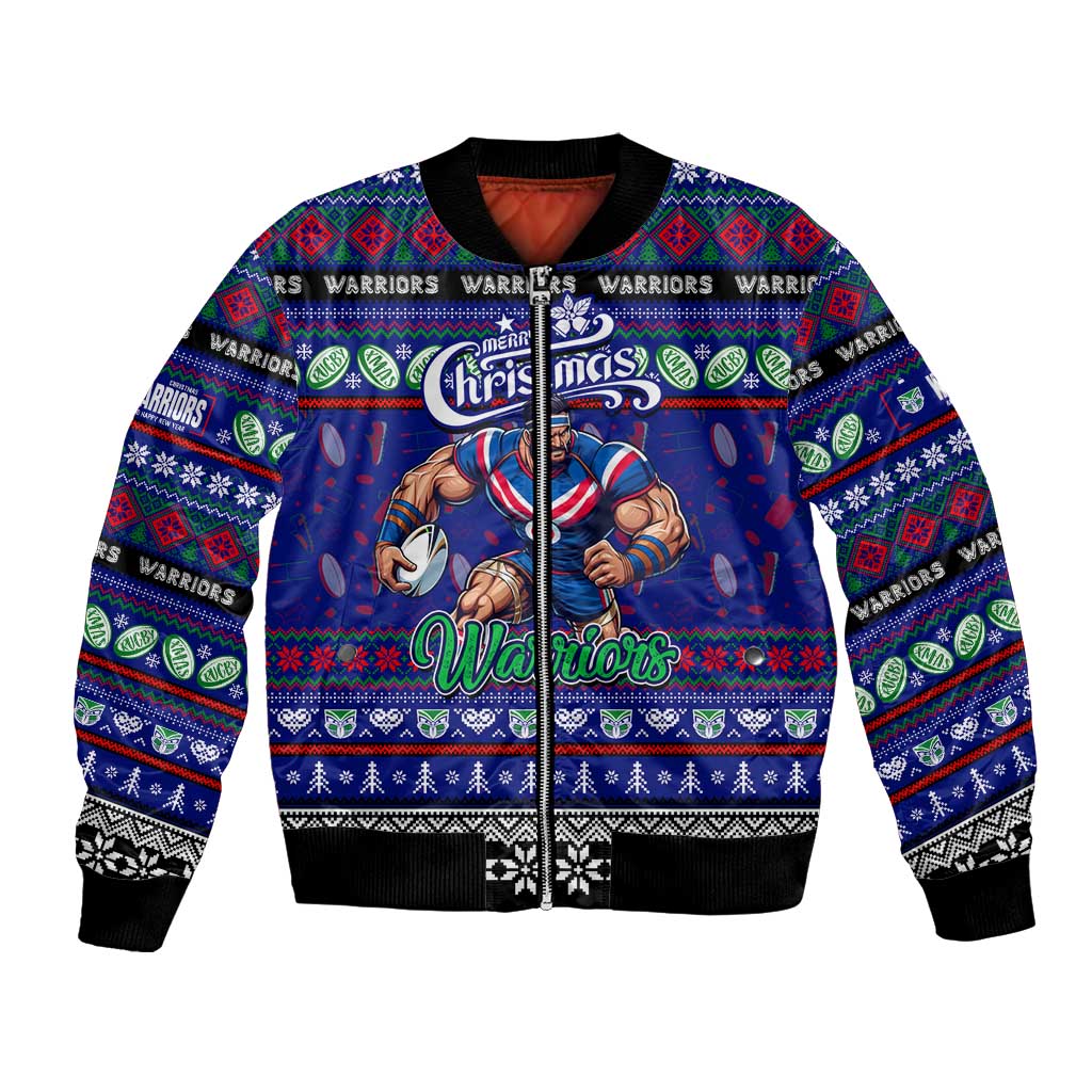 Personalized New Zealand Warriors Rugby Xmas Bomber Jacket Australia NRL Mascot
