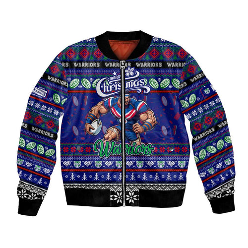 Personalized New Zealand Warriors Rugby Xmas Bomber Jacket Australia NRL Mascot