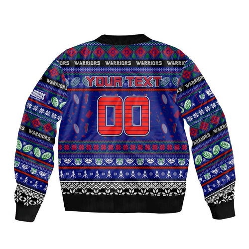 Personalized New Zealand Warriors Rugby Xmas Bomber Jacket Australia NRL Mascot
