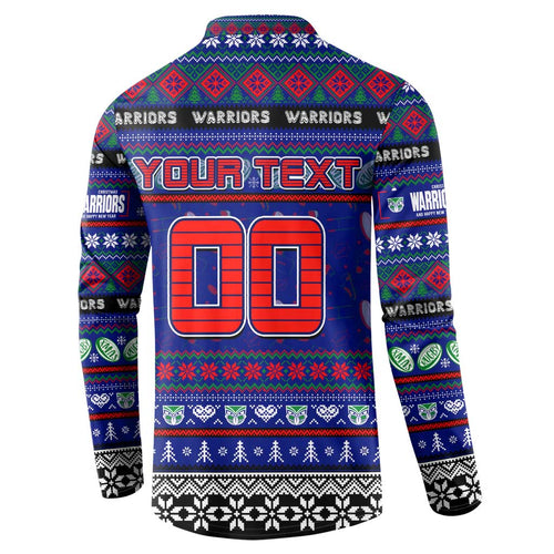 Personalized New Zealand Warriors Rugby Xmas Button Sweatshirt Australia NRL Mascot