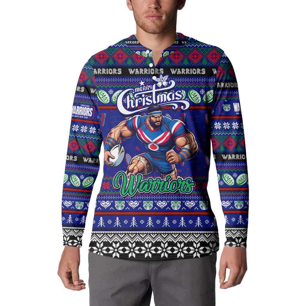 Personalized New Zealand Warriors Rugby Xmas Button Sweatshirt Australia NRL Mascot