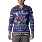 Personalized New Zealand Warriors Rugby Xmas Button Sweatshirt Australia NRL Mascot