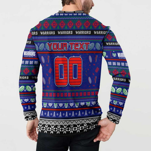 Personalized New Zealand Warriors Rugby Xmas Button Sweatshirt Australia NRL Mascot