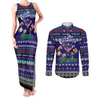 Personalized New Zealand Warriors Rugby Xmas Couples Matching Tank Maxi Dress and Long Sleeve Button Shirt Australia NRL Mascot