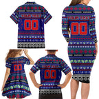 Personalized New Zealand Warriors Rugby Xmas Family Matching Long Sleeve Bodycon Dress and Hawaiian Shirt Australia NRL Mascot