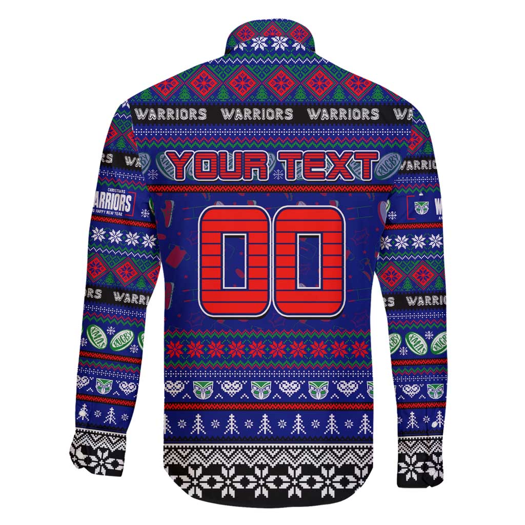 Personalized New Zealand Warriors Rugby Xmas Family Matching Long Sleeve Bodycon Dress and Hawaiian Shirt Australia NRL Mascot