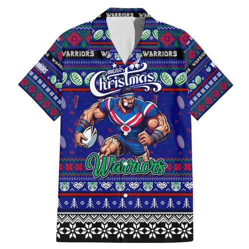 Personalized New Zealand Warriors Rugby Xmas Family Matching Mermaid Dress and Hawaiian Shirt Australia NRL Mascot