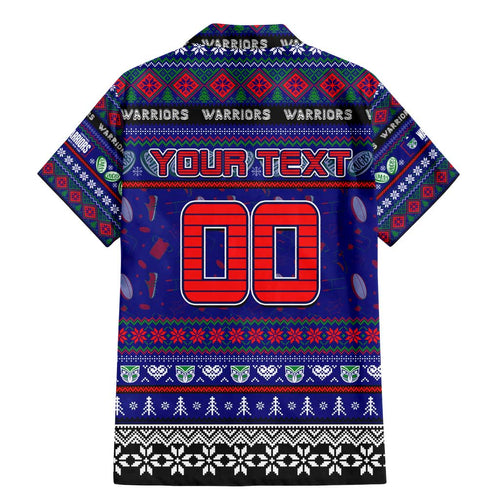 Personalized New Zealand Warriors Rugby Xmas Family Matching Mermaid Dress and Hawaiian Shirt Australia NRL Mascot