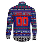 Personalized New Zealand Warriors Rugby Xmas Family Matching Mermaid Dress and Hawaiian Shirt Australia NRL Mascot