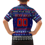 Personalized New Zealand Warriors Rugby Xmas Family Matching Off The Shoulder Long Sleeve Dress and Hawaiian Shirt Australia NRL Mascot