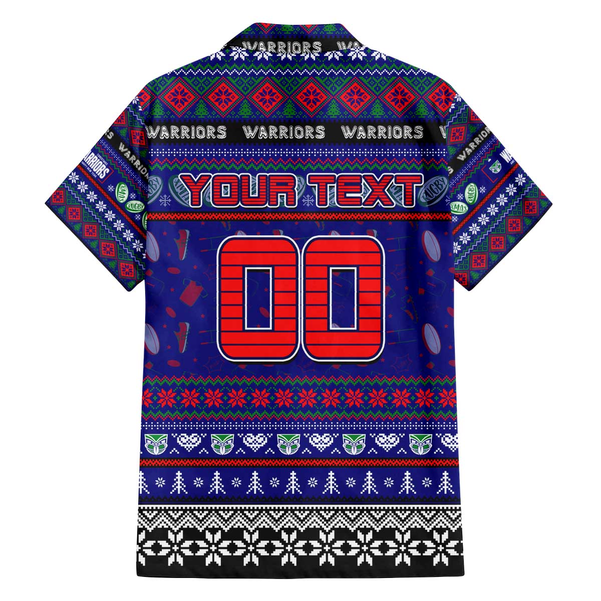 Personalized New Zealand Warriors Rugby Xmas Family Matching Off The Shoulder Long Sleeve Dress and Hawaiian Shirt Australia NRL Mascot
