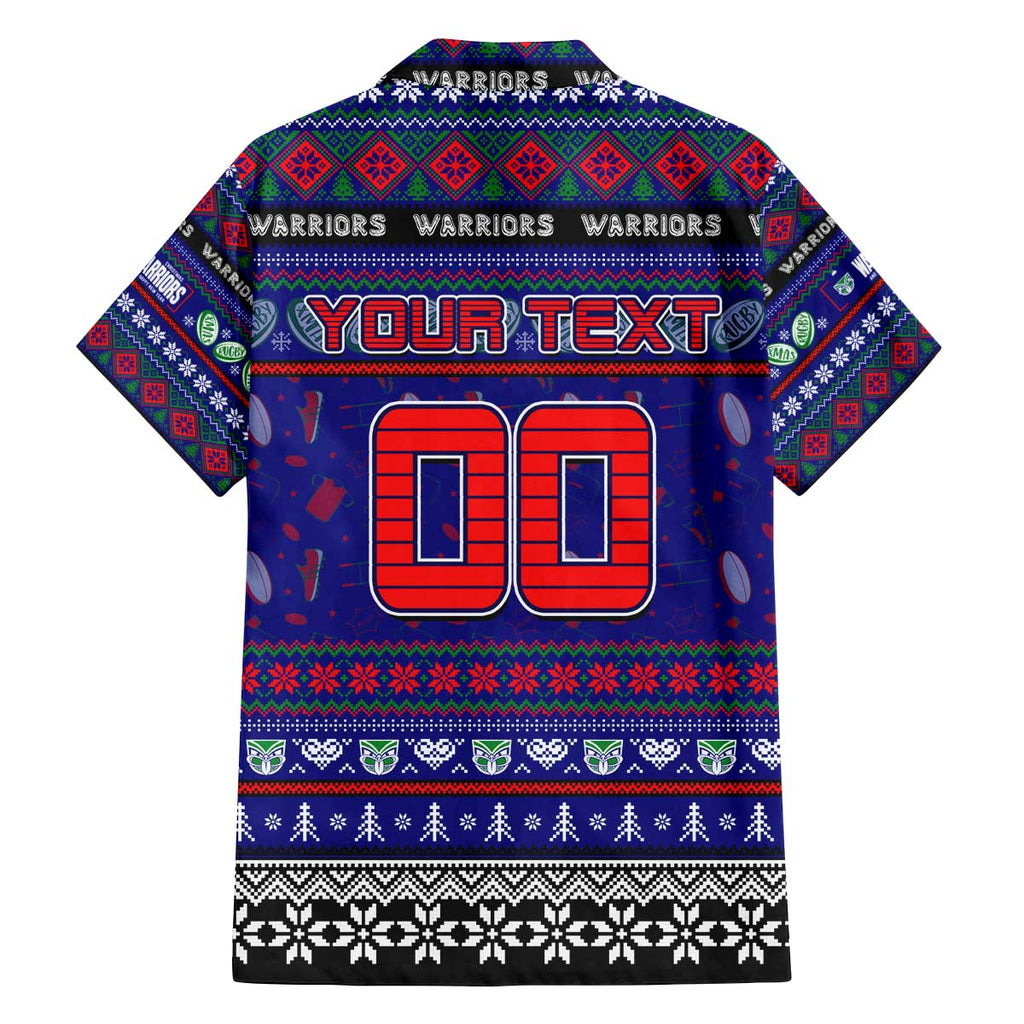 Personalized New Zealand Warriors Rugby Xmas Family Matching Off The Shoulder Long Sleeve Dress and Hawaiian Shirt Australia NRL Mascot