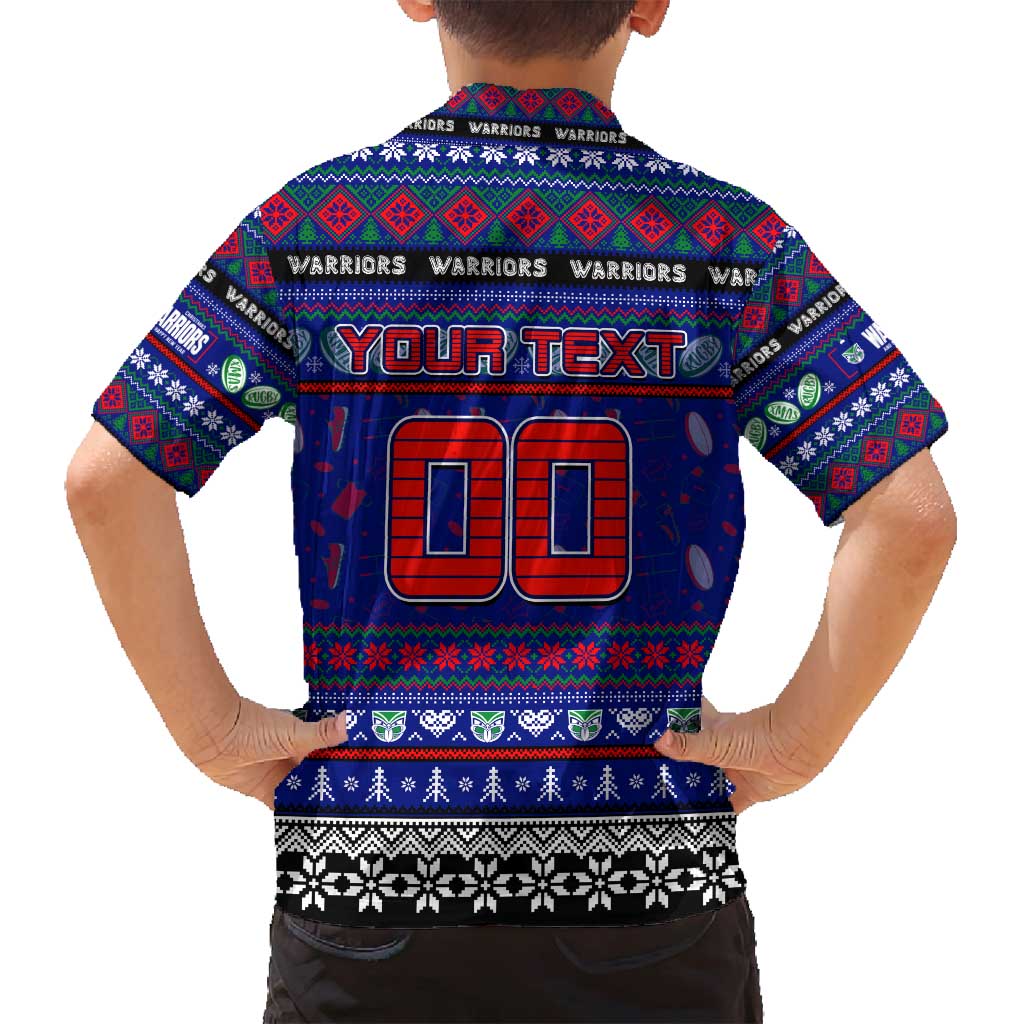Personalized New Zealand Warriors Rugby Xmas Family Matching Off Shoulder Maxi Dress and Hawaiian Shirt Australia NRL Mascot