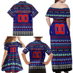 Personalized New Zealand Warriors Rugby Xmas Family Matching Off Shoulder Maxi Dress and Hawaiian Shirt Australia NRL Mascot