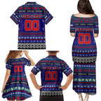 Personalized New Zealand Warriors Rugby Xmas Family Matching Puletasi and Hawaiian Shirt Australia NRL Mascot