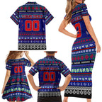 Personalized New Zealand Warriors Rugby Xmas Family Matching Short Sleeve Bodycon Dress and Hawaiian Shirt Australia NRL Mascot