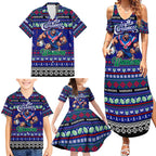 Personalized New Zealand Warriors Rugby Xmas Family Matching Summer Maxi Dress and Hawaiian Shirt Australia NRL Mascot
