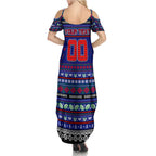 Personalized New Zealand Warriors Rugby Xmas Family Matching Summer Maxi Dress and Hawaiian Shirt Australia NRL Mascot