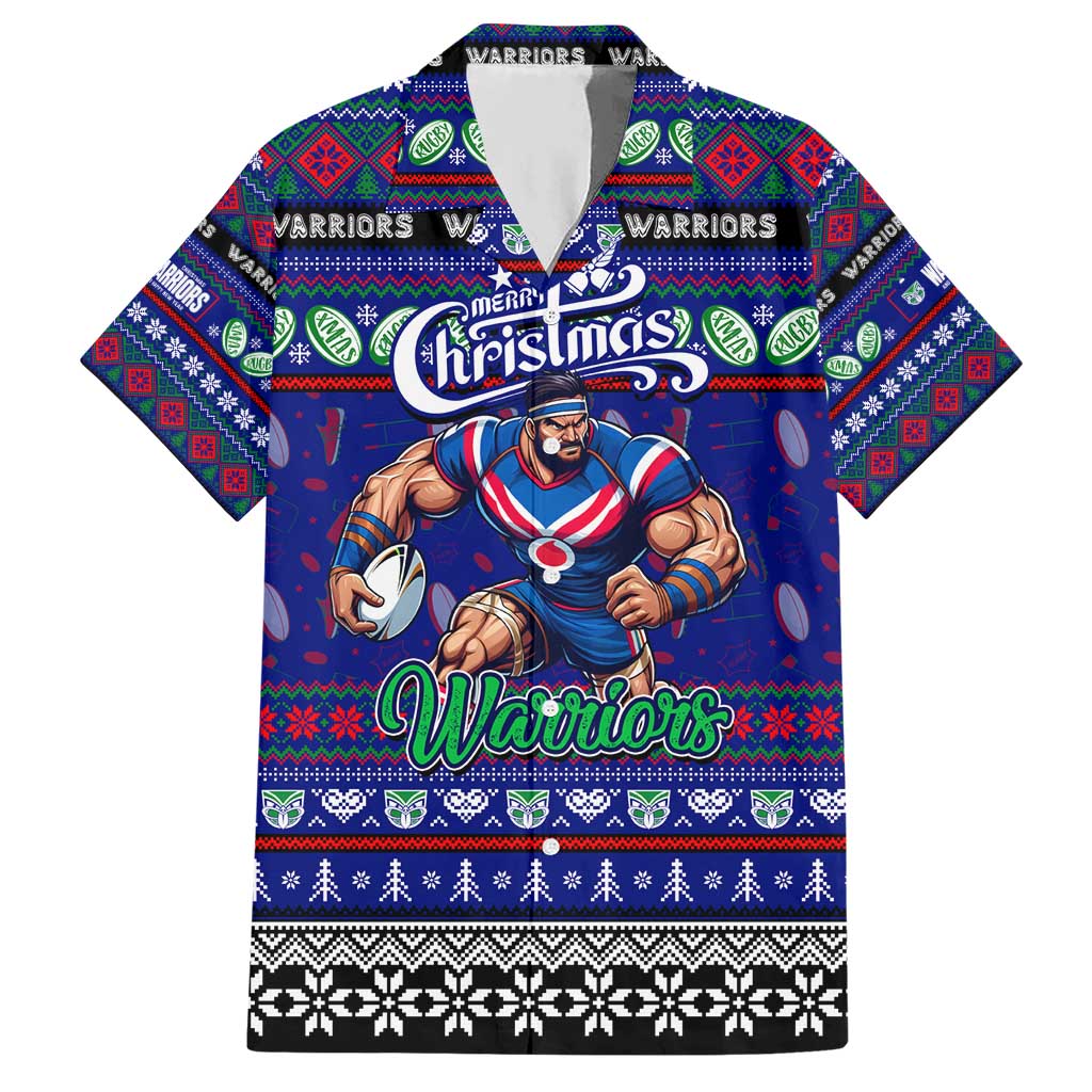 Personalized New Zealand Warriors Rugby Xmas Hawaiian Shirt Australia NRL Mascot
