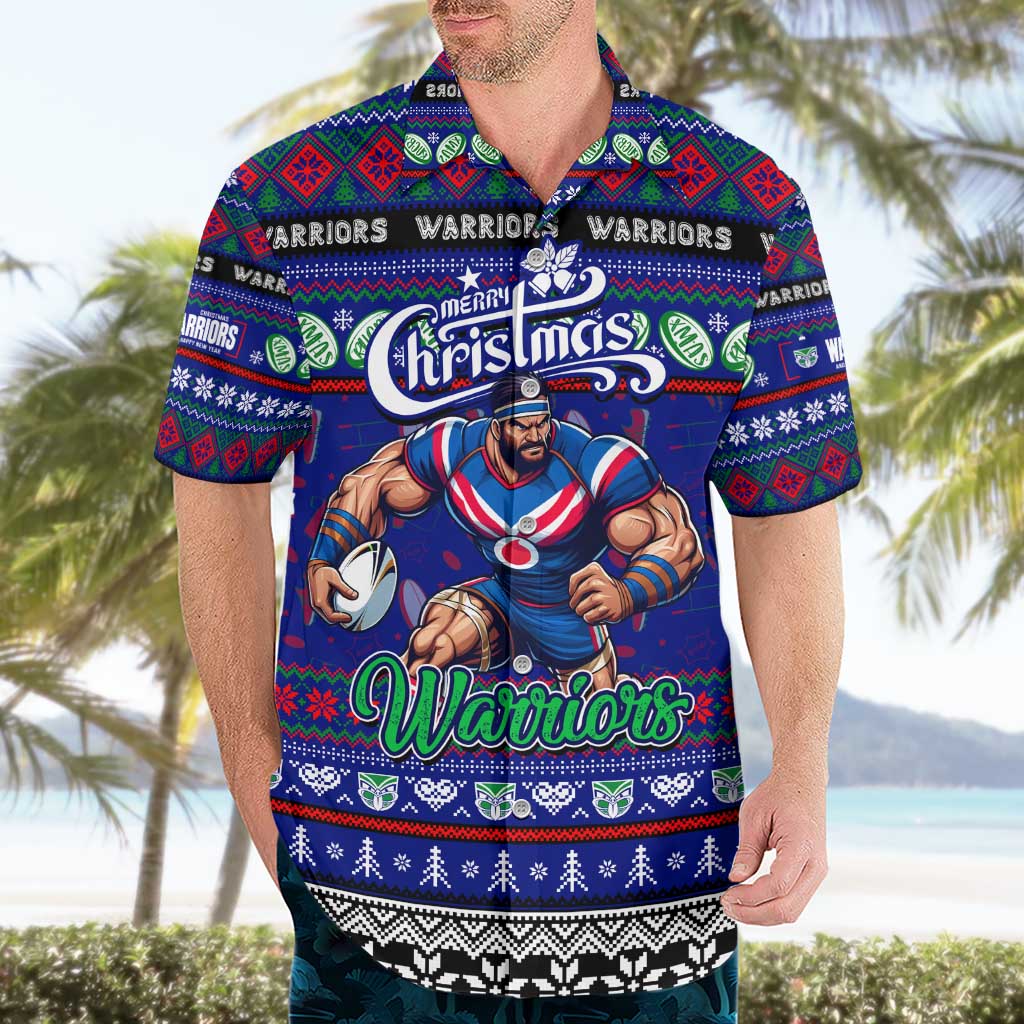 Personalized New Zealand Warriors Rugby Xmas Hawaiian Shirt Australia NRL Mascot
