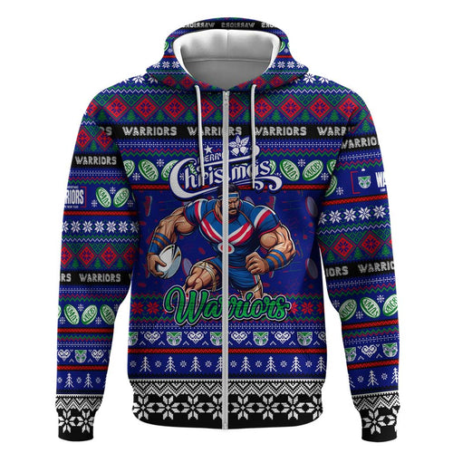 Personalized New Zealand Warriors Rugby Xmas Hoodie Australia NRL Mascot