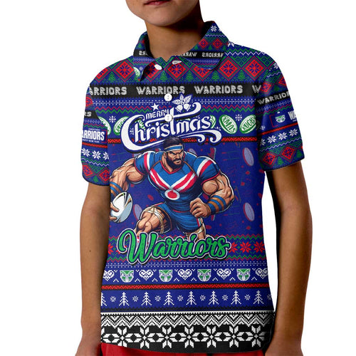 Personalized New Zealand Warriors Rugby Xmas Kid Polo Shirt Australia NRL Mascot