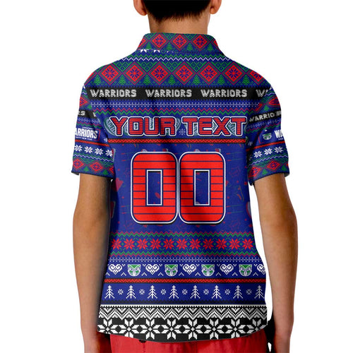 Personalized New Zealand Warriors Rugby Xmas Kid Polo Shirt Australia NRL Mascot